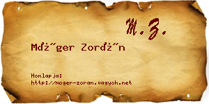 Móger Zorán névjegykártya